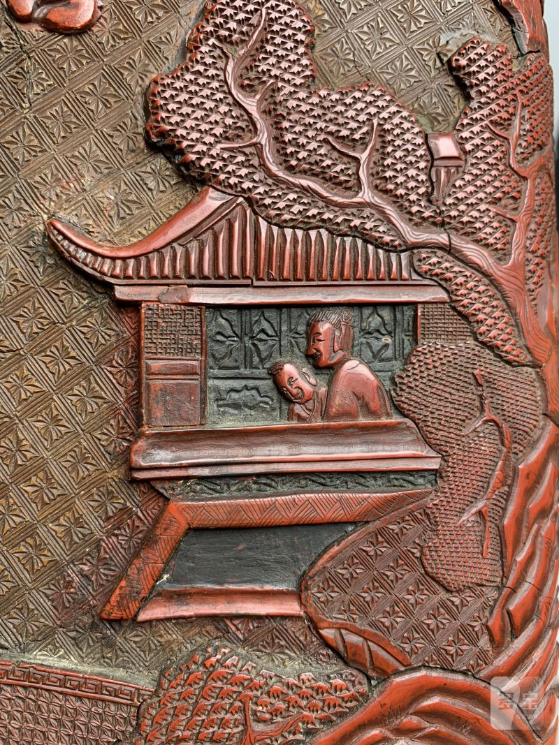 明 “黄成造”款剔红郭子仪祝寿图箱 - 图19